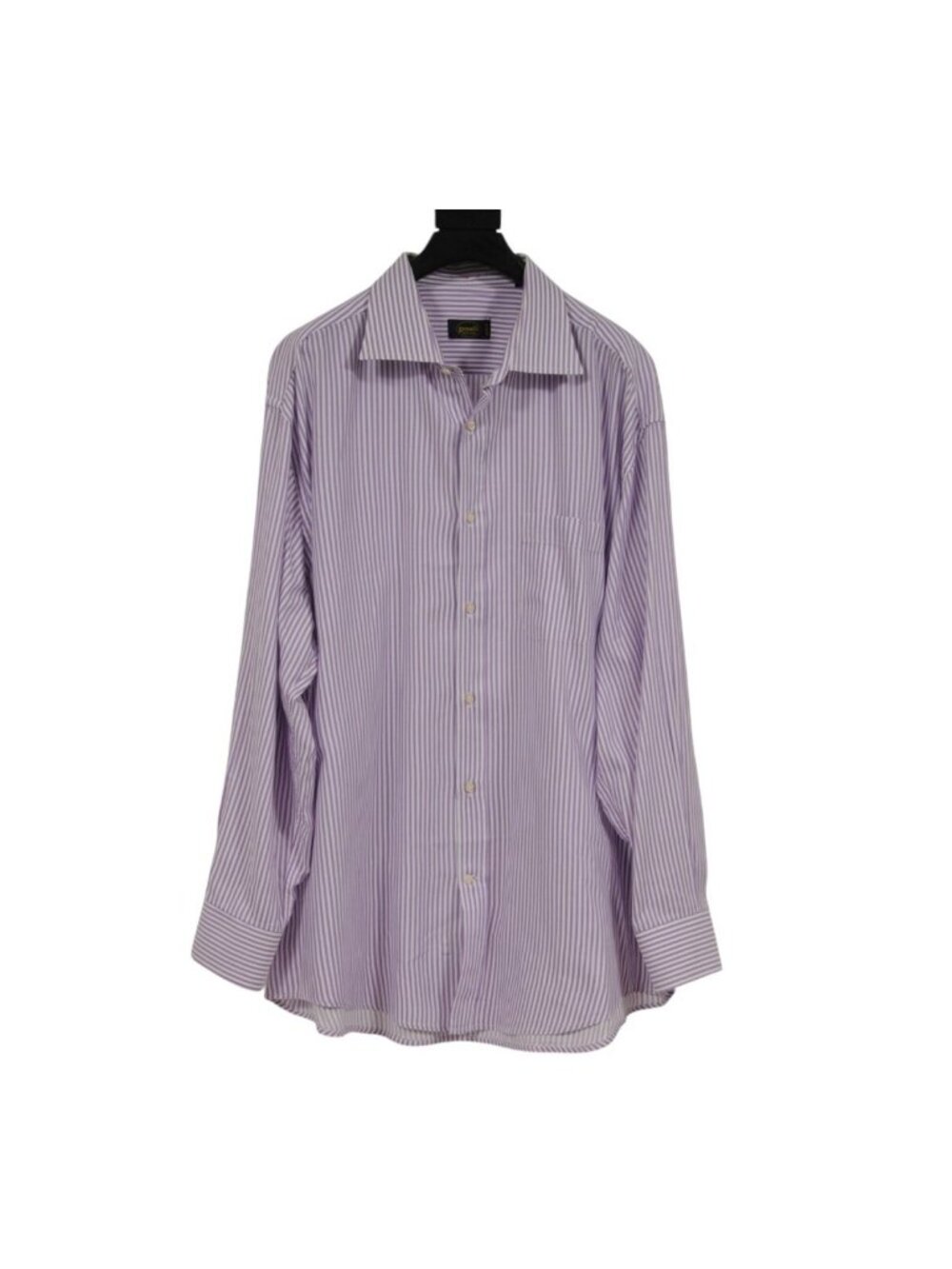 Gemelli Mens Stripe Pocket Button Down Shirt Size 18.5 47 Purple White Cotton